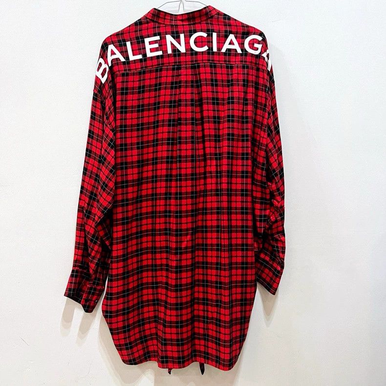 Balenciaga Balenciaga Red Logo Plaid Shirt - dmc Size US XS / EU 42 / 0 - 2 Thumbnail