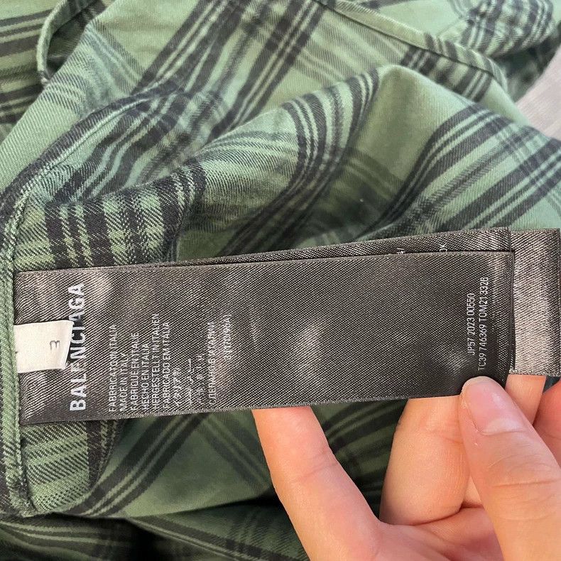 Balenciaga Balenciaga Green Plaid Cotton Shirt - dmc Size US M / EU 48-50 / 2 - 4 Thumbnail