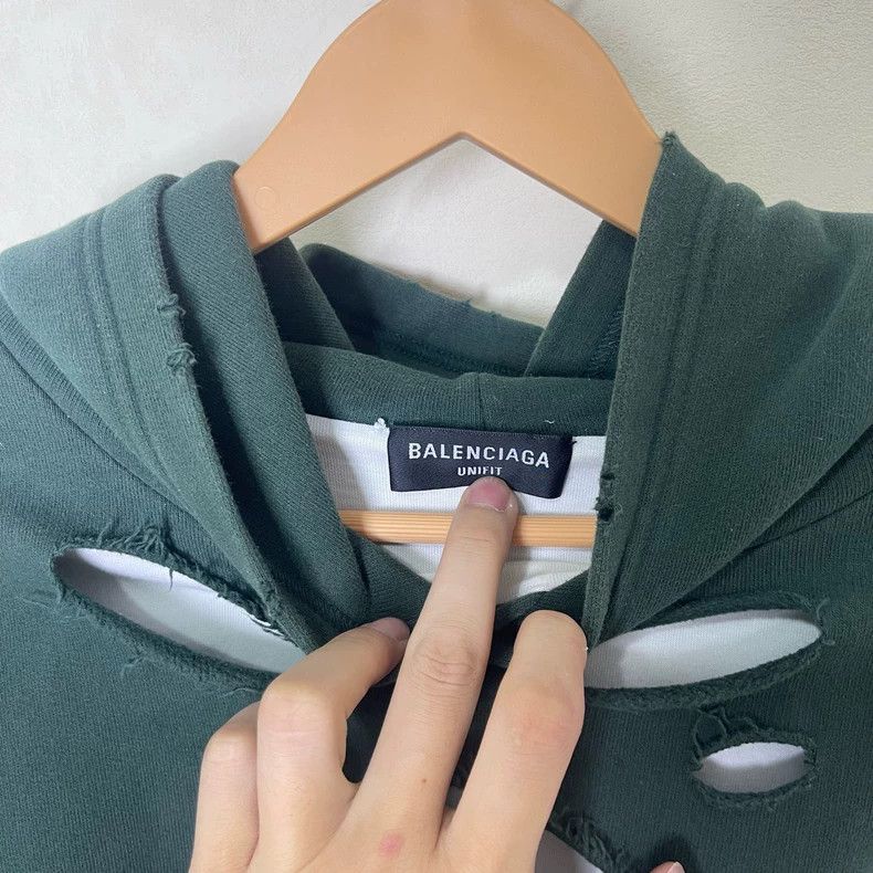 Balenciaga Green Distressed Hoodie Sweatshirt - dmc