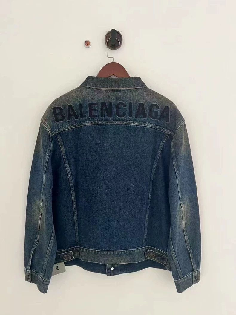 Balenciaga Balenciaga Blue Denim Jacket with Logo - dmc Size US XL / EU 56 / 4 - 2 Thumbnail