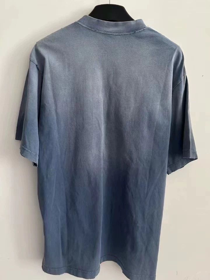 Balenciaga Balenciaga Washed Blue Logo Short Sleeve - dmc Size US S / EU 44-46 / 1 - 2 Thumbnail