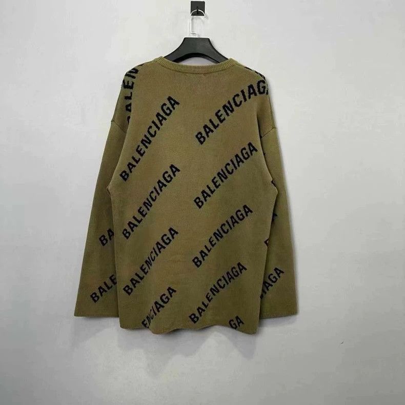 Balenciaga Balenciaga Olive Green Logo Knit Sweater - dmc Size US M / EU 48-50 / 2 - 4 Thumbnail