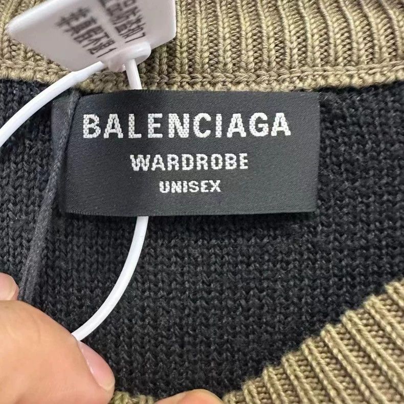 Balenciaga Balenciaga Olive Green Logo Knit Sweater - dmc Size US M / EU 48-50 / 2 - 2 Thumbnail