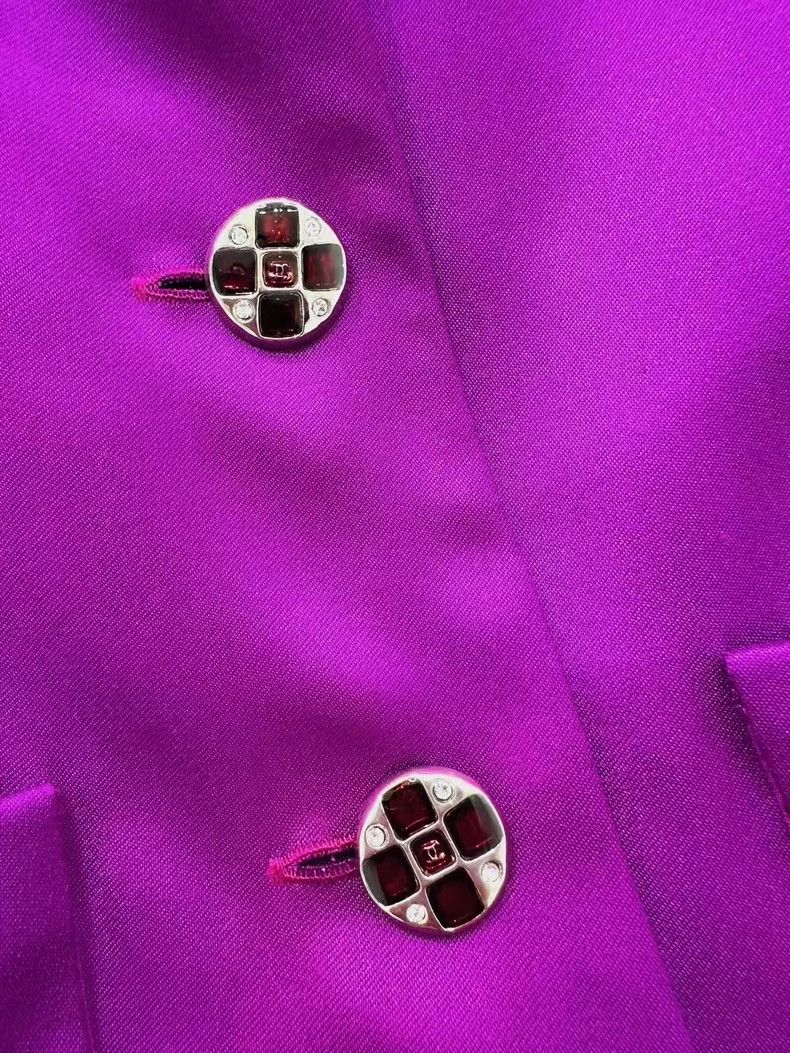 Chanel Chanel Purple Silk Gem Button Shirt - dmc Size US M / EU 48-50 / 2 - 4 Thumbnail
