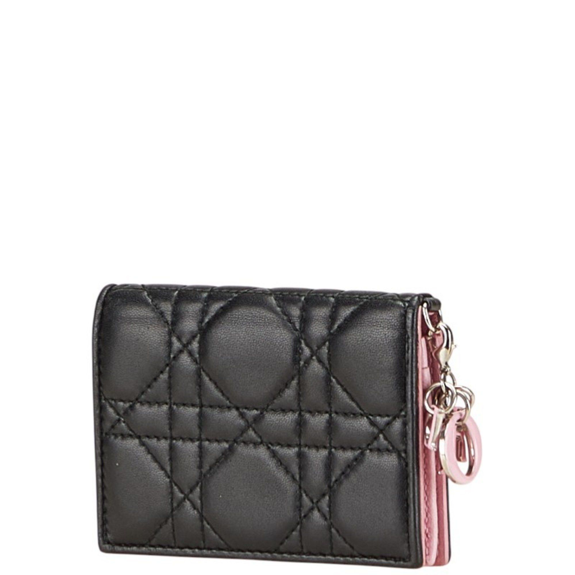 Dior Christian Dior Dior Cannage Lady Business Card Case in Black and Pink Leather for Women Size ONE SIZE - 2 Thumbnail