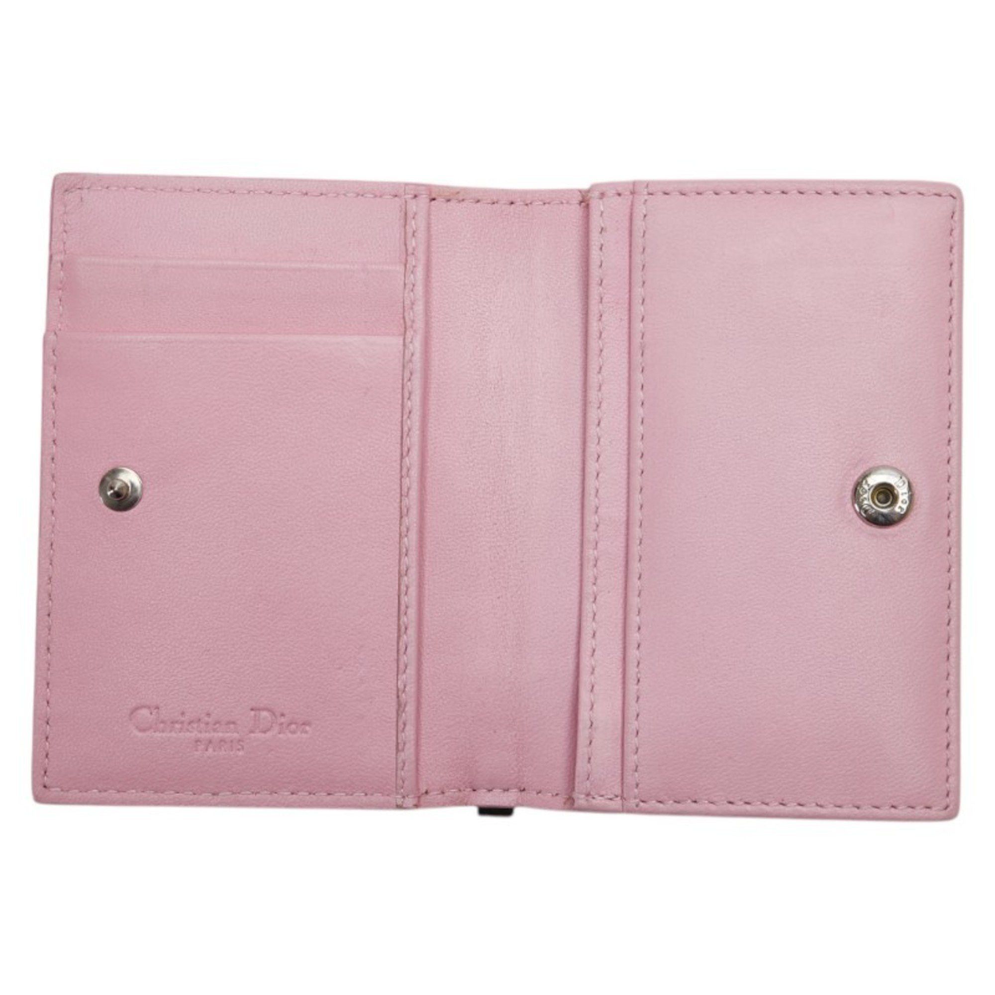 Dior Christian Dior Dior Cannage Lady Business Card Case in Black and Pink Leather for Women Size ONE SIZE - 6 Thumbnail
