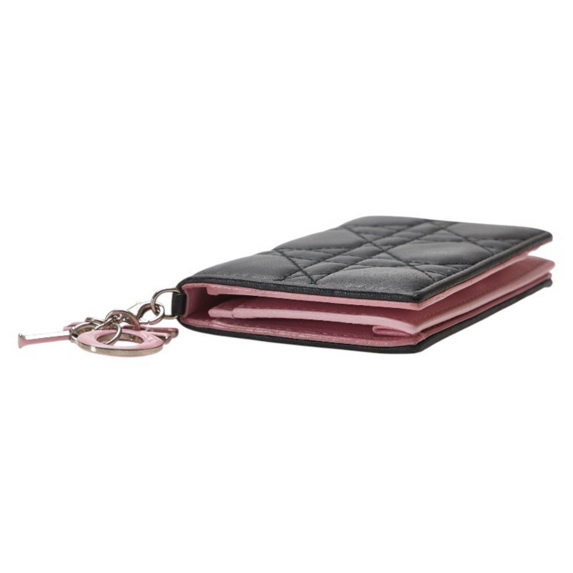 Dior Christian Dior Dior Cannage Lady Business Card Case in Black and Pink Leather for Women Size ONE SIZE - 5 Thumbnail