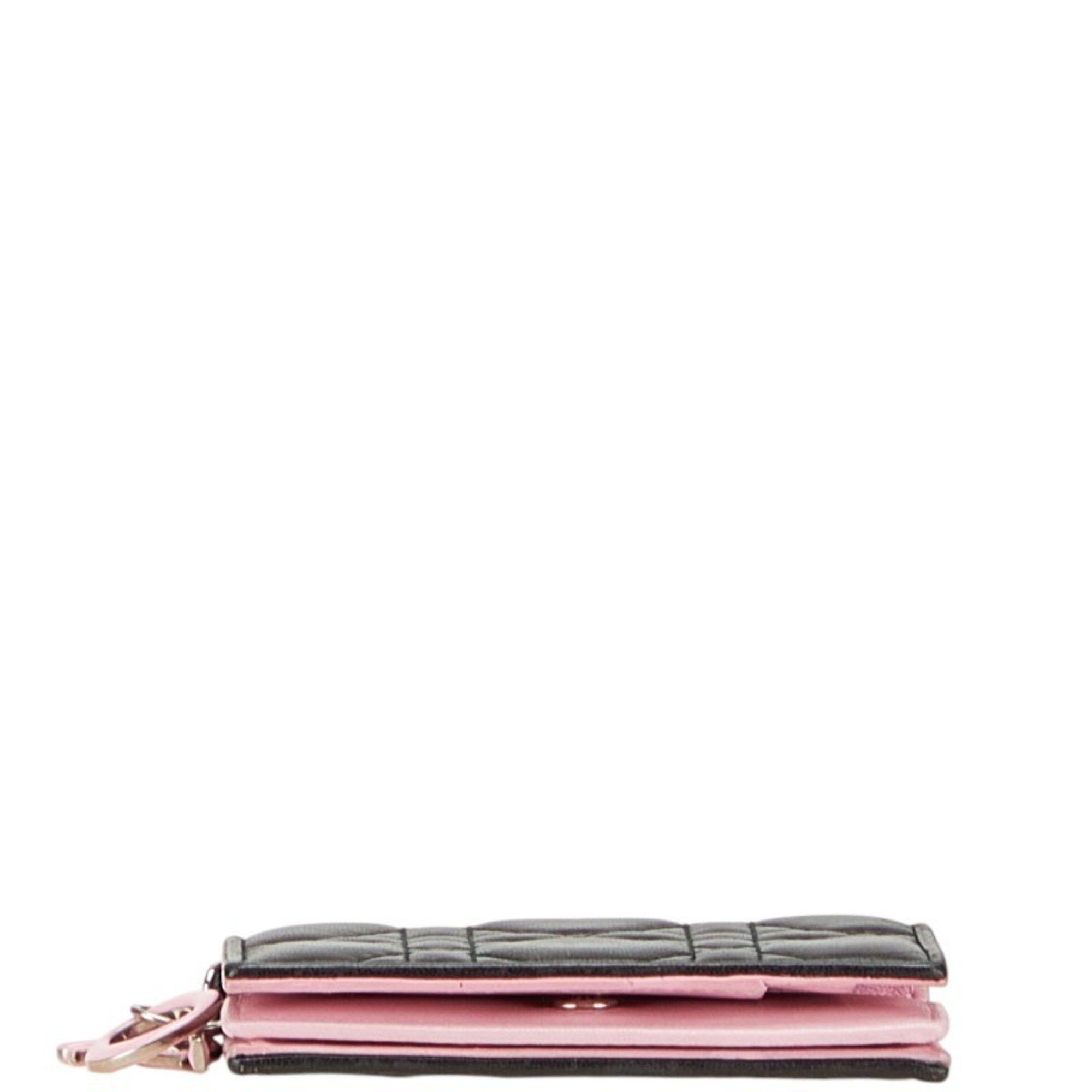 Dior Christian Dior Dior Cannage Lady Business Card Case in Black and Pink Leather for Women Size ONE SIZE - 3 Thumbnail
