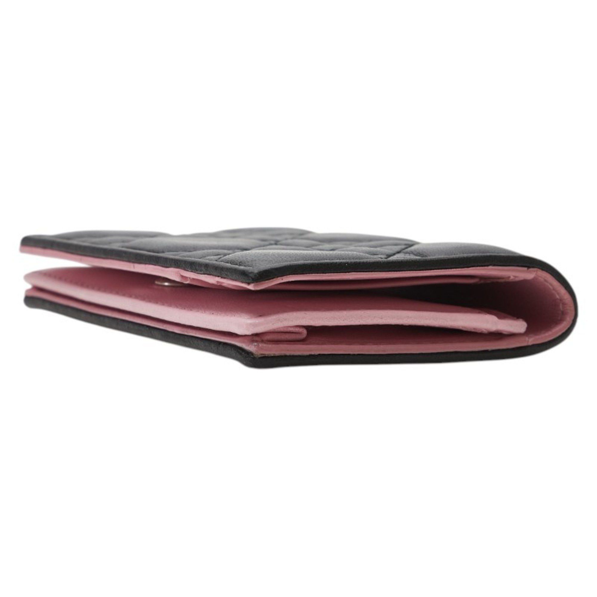 Dior Christian Dior Dior Cannage Lady Business Card Case in Black and Pink Leather for Women Size ONE SIZE - 4 Thumbnail
