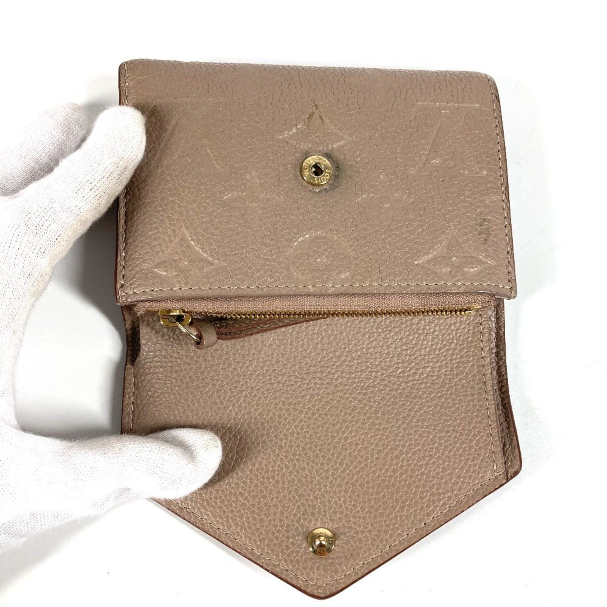 Louis Vuitton LOUIS VUITTON M63529 Monogram Empreinte Portefeuille Victorine Compact Wallet, Tri-fold Leather, Unisex, Vison Beige Size ONE SIZE - 9 Thumbnail