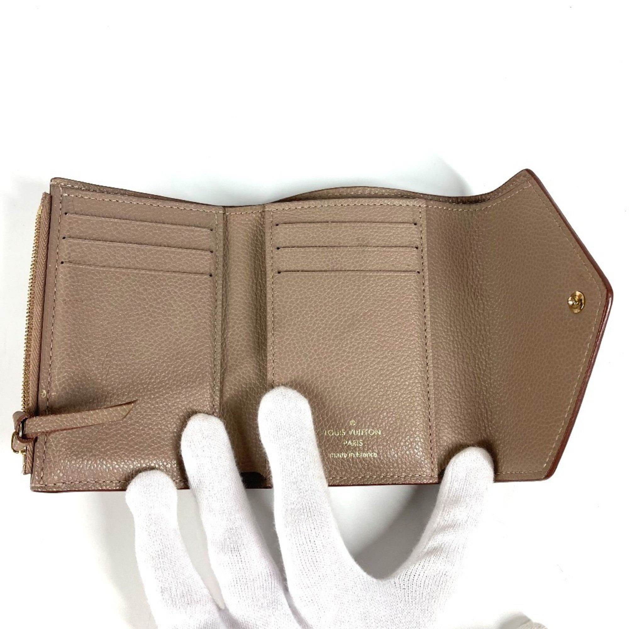 Louis Vuitton LOUIS VUITTON M63529 Monogram Empreinte Portefeuille Victorine Compact Wallet, Tri-fold Leather, Unisex, Vison Beige Size ONE SIZE - 10 Thumbnail
