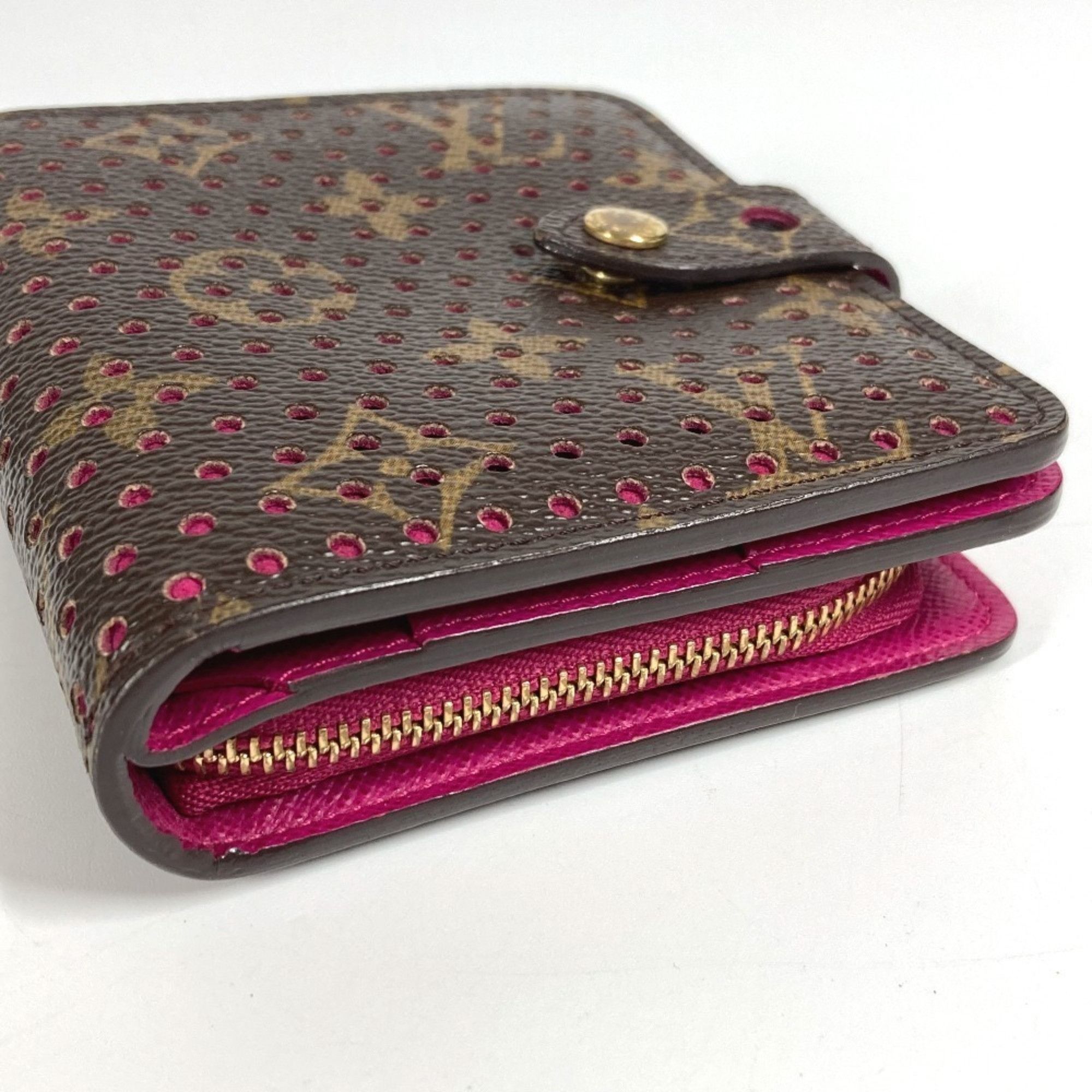 Louis Vuitton LOUIS VUITTON M95188 Monogram Perforated Compact Zip Wallet, Bi-fold Canvas, Women's, Fuchsia Pink Size ONE SIZE - 5 Thumbnail