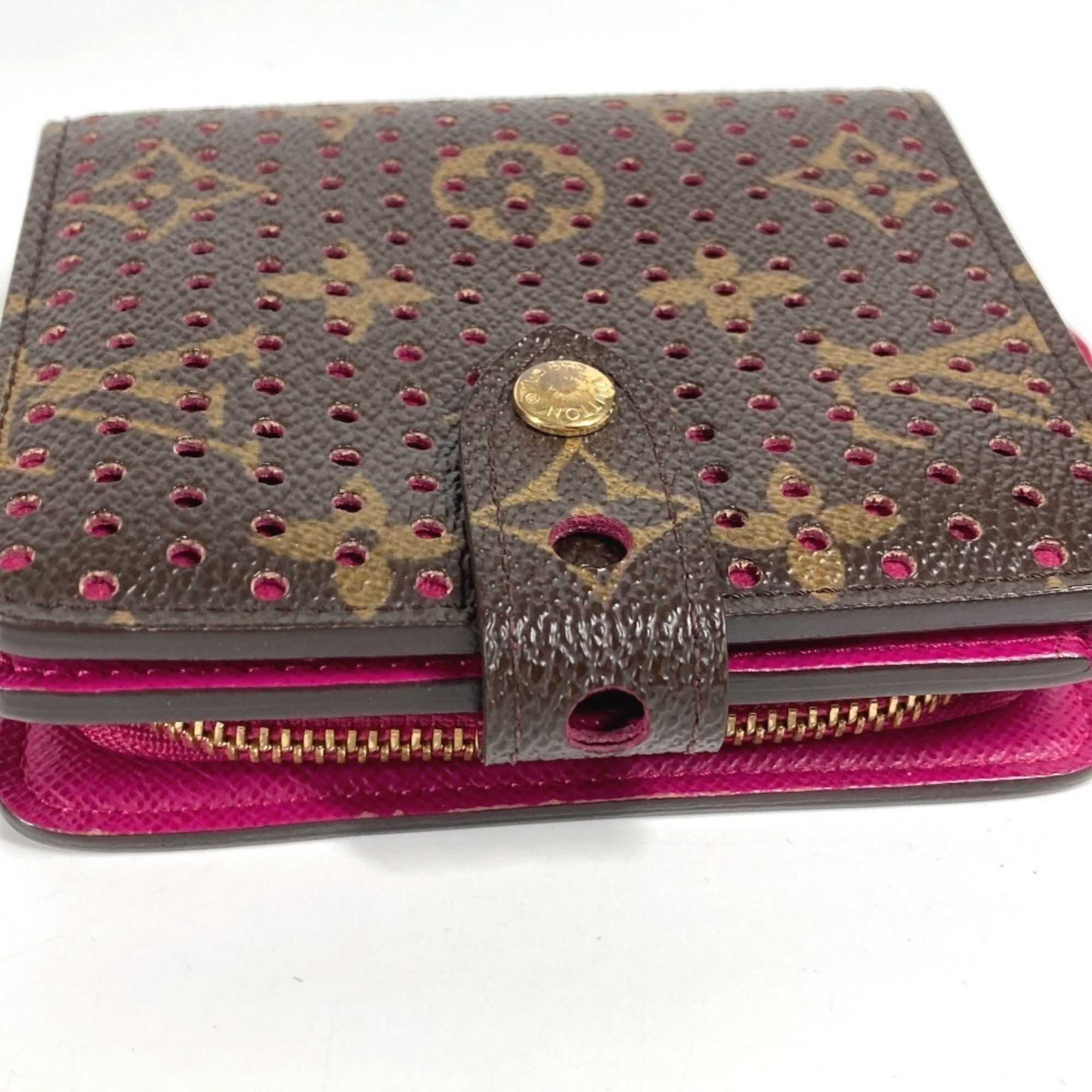 Louis Vuitton LOUIS VUITTON M95188 Monogram Perforated Compact Zip Wallet, Bi-fold Canvas, Women's, Fuchsia Pink Size ONE SIZE - 6 Thumbnail