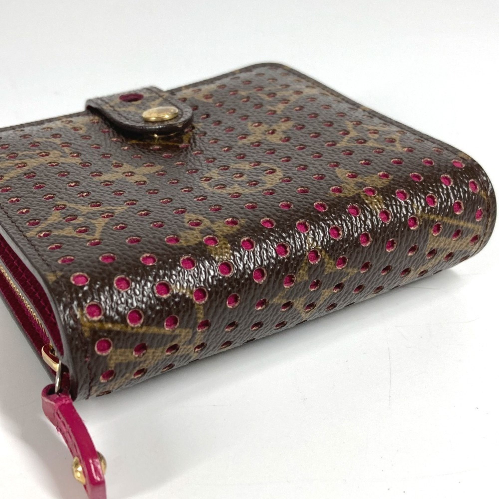 Louis Vuitton LOUIS VUITTON M95188 Monogram Perforated Compact Zip Wallet, Bi-fold Canvas, Women's, Fuchsia Pink Size ONE SIZE - 4 Thumbnail