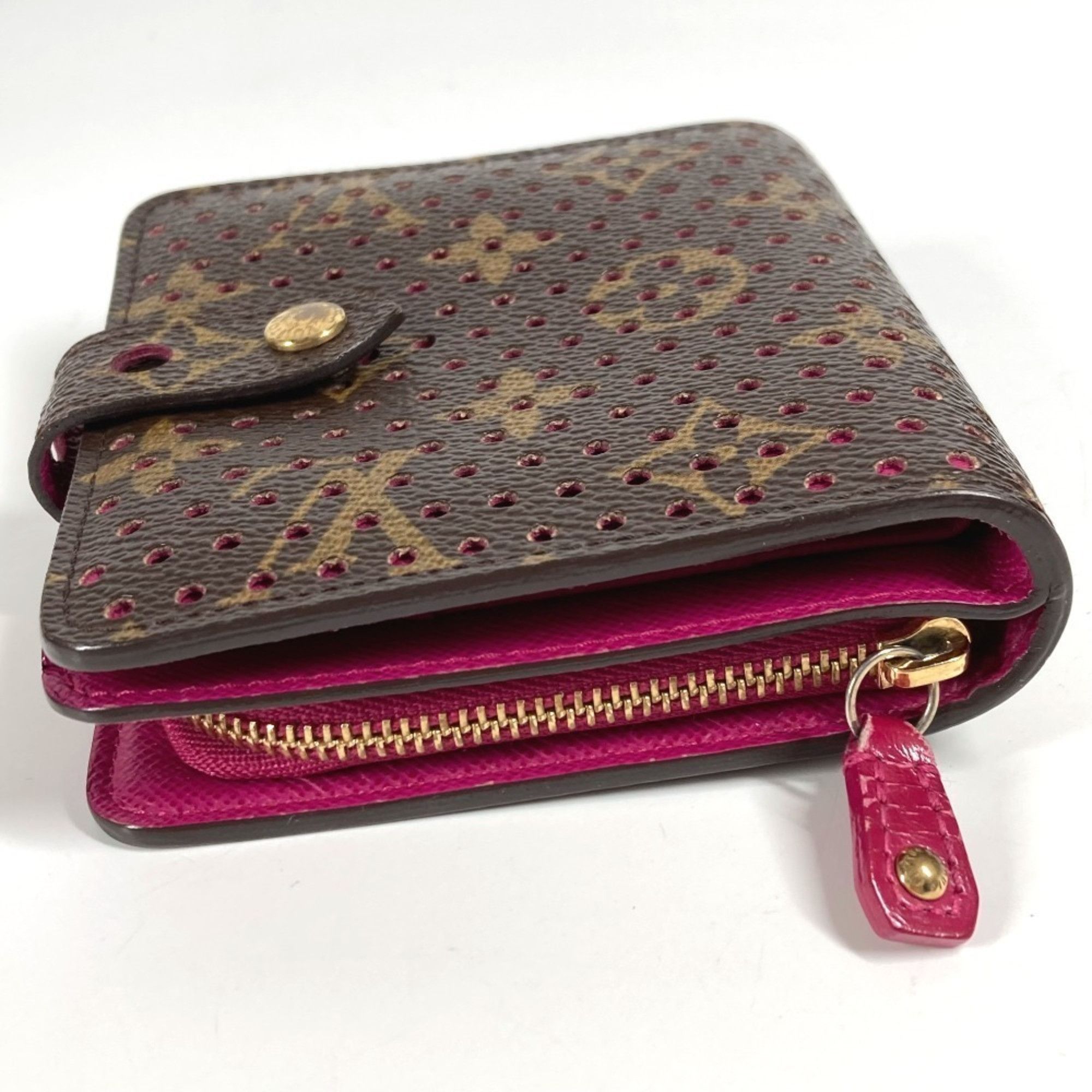 Louis Vuitton LOUIS VUITTON M95188 Monogram Perforated Compact Zip Wallet, Bi-fold Canvas, Women's, Fuchsia Pink Size ONE SIZE - 3 Thumbnail