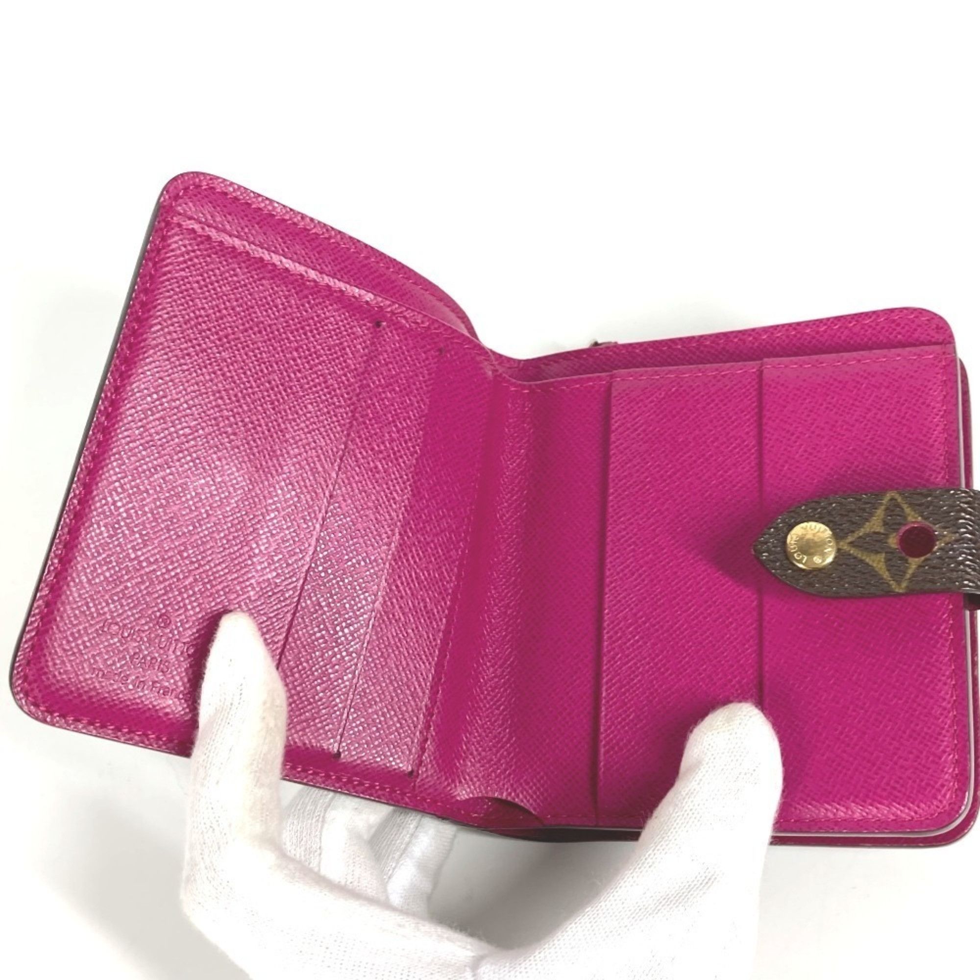 Louis Vuitton LOUIS VUITTON M95188 Monogram Perforated Compact Zip Wallet, Bi-fold Canvas, Women's, Fuchsia Pink Size ONE SIZE - 9 Thumbnail