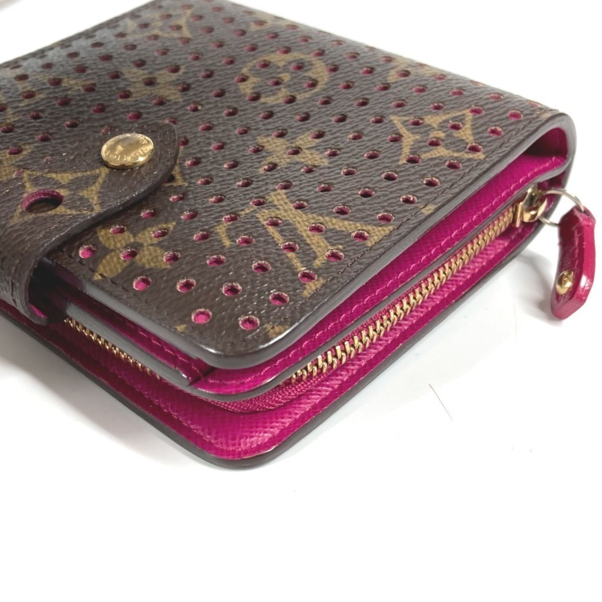 Louis Vuitton LOUIS VUITTON M95188 Monogram Perforated Compact Zip Wallet, Bi-fold Canvas, Women's, Fuchsia Pink Size ONE SIZE - 7 Thumbnail