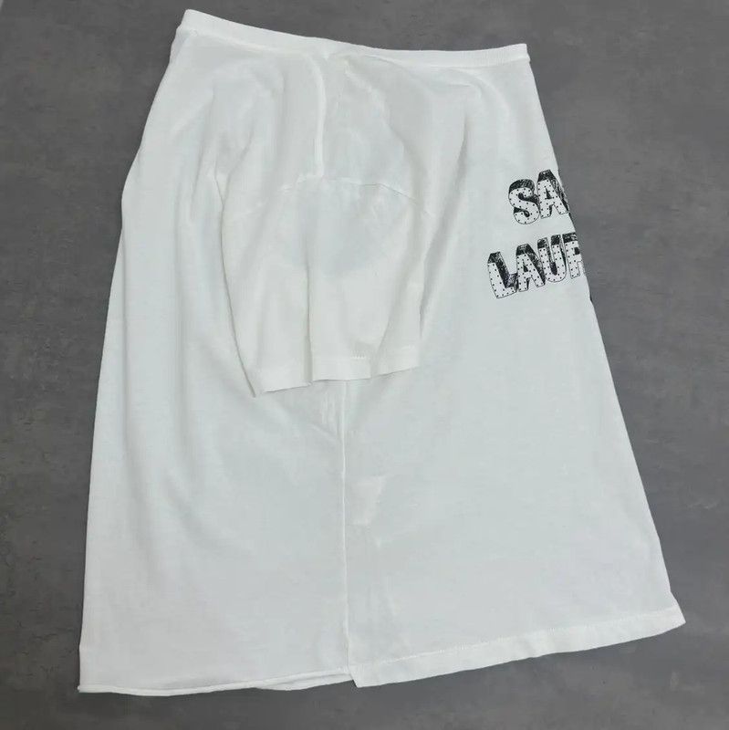 Yves Saint Laurent Saint Laurent Summer White Cotton T-Shirt 0089 Size M / US 6-8 / IT 42-44 - 3 Thumbnail