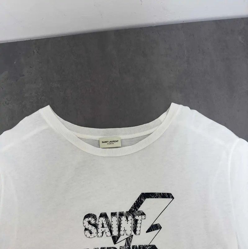 Yves Saint Laurent Saint Laurent Summer White Cotton T-Shirt 0089 Size M / US 6-8 / IT 42-44 - 4 Thumbnail