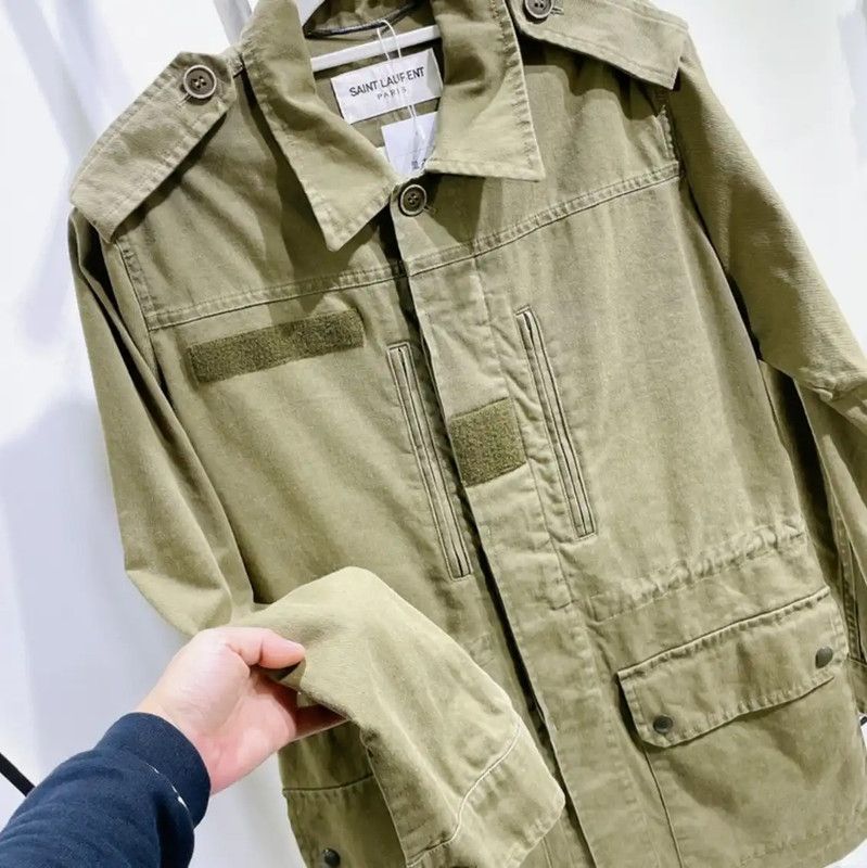 Yves Saint Laurent Saint Laurent Green Cotton Women's Jacket 0089 Size M / US 6-8 / IT 42-44 - 3 Thumbnail