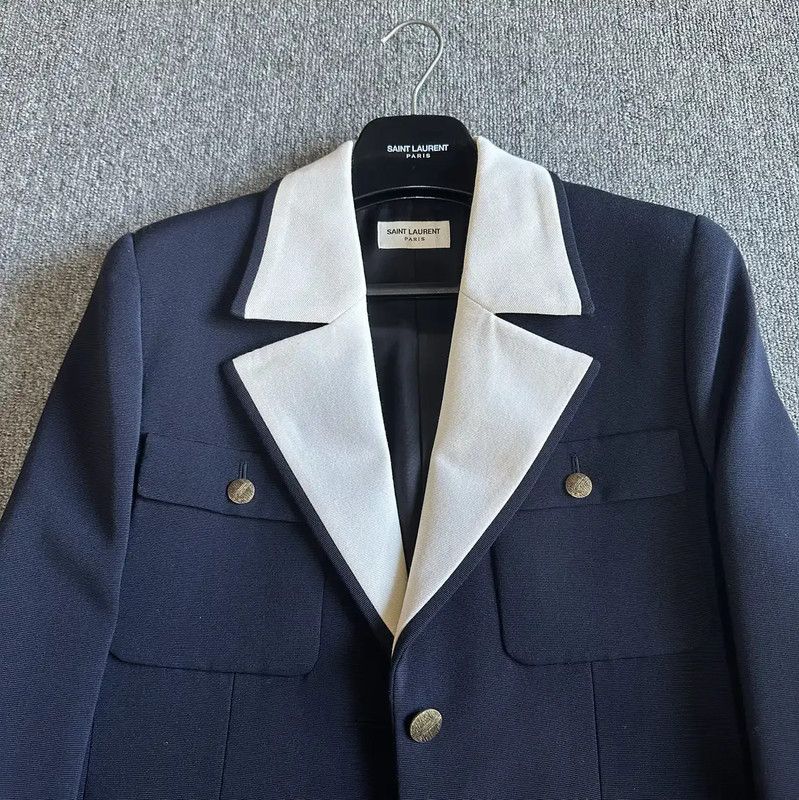 Yves Saint Laurent Saint Laurent Blue Wool Women's Jacket 0089 Size M / US 6-8 / IT 42-44 - 2 Thumbnail