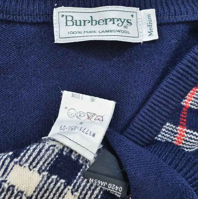 Burberry Burberry Navy Wool Plaid Long Sleeve Knit Sweater Size M / US 6-8 / IT 42-44 - 5 Thumbnail