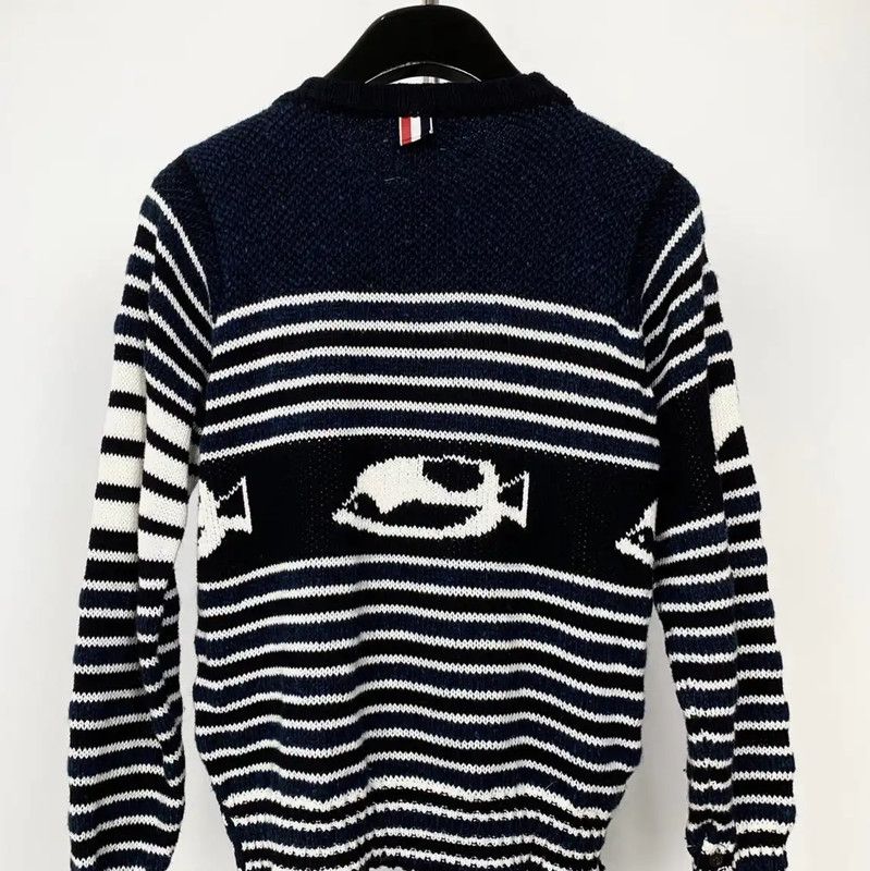 Thom Browne Thom Browne Color-Block Cotton Blend Pullover Sweater 0089 Size US M / EU 48-50 / 2 - 2 Thumbnail