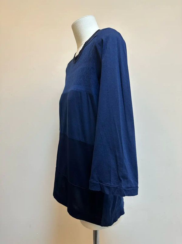 Comme des Garcons Comme des Garçons Blue Cotton Lace Long Sleeve Top 0089 Size S / US 4 / IT 40 - 2 Thumbnail