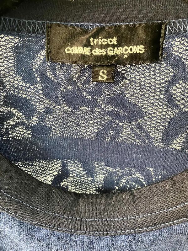 Comme des Garcons Comme des Garçons Blue Cotton Lace Long Sleeve Top 0089 Size S / US 4 / IT 40 - 4 Thumbnail