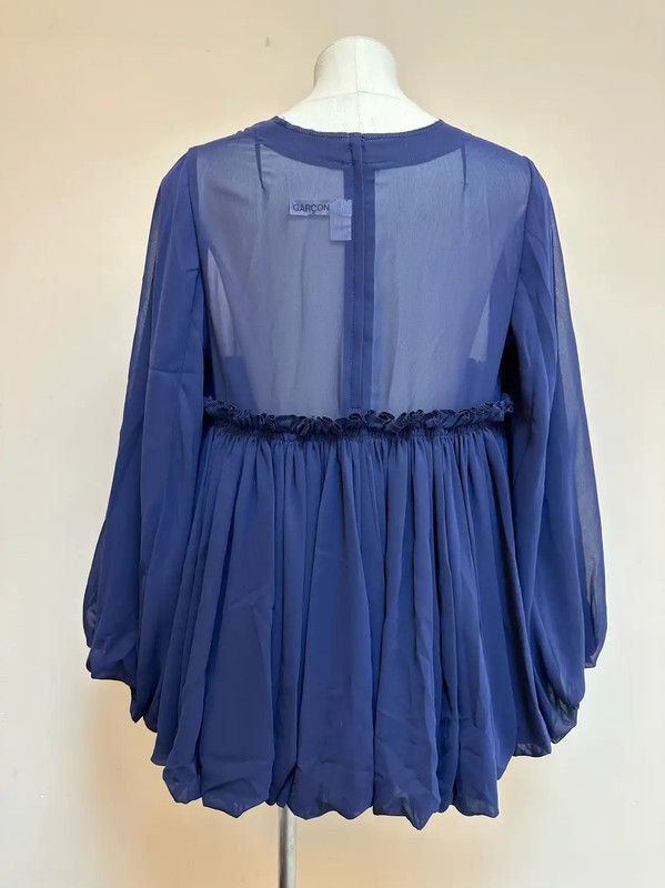 Comme des Garcons COMME des GARÇONS Blue Pleated Long Sleeve Top 0089 Size XS / US 0-2 / IT 36-38 - 3 Thumbnail