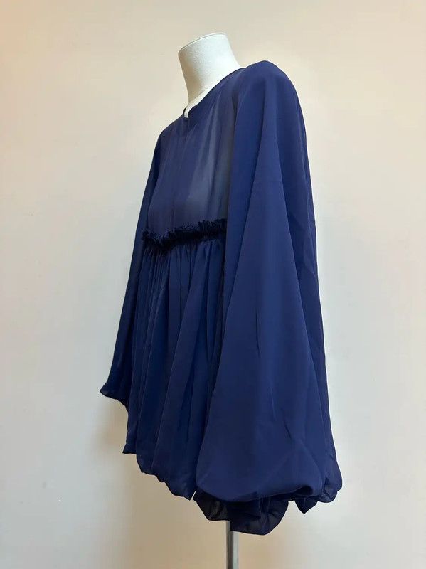 Comme des Garcons COMME des GARÇONS Blue Pleated Long Sleeve Top 0089 Size XS / US 0-2 / IT 36-38 - 2 Thumbnail