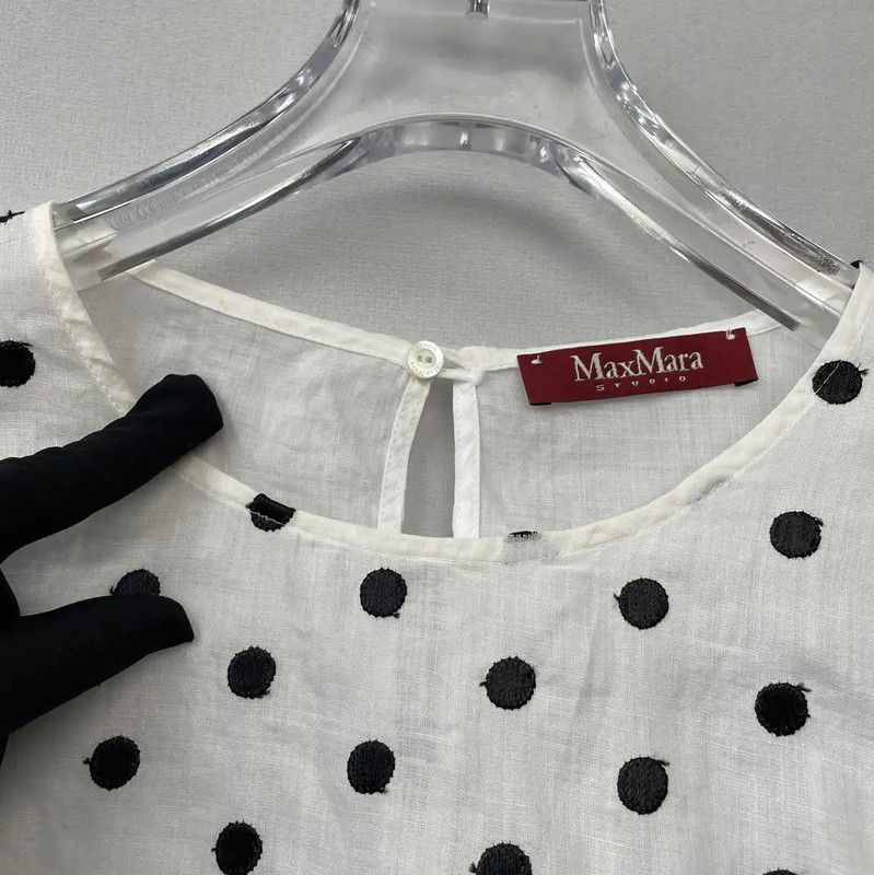 Max Mara MaxMara White Polka Dot Women's T-Shirt 0089 Size M / US 6-8 / IT 42-44 - 4 Thumbnail