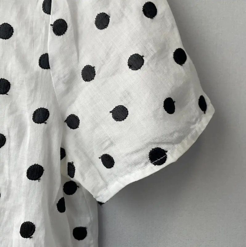 Max Mara MaxMara White Polka Dot Women's T-Shirt 0089 Size M / US 6-8 / IT 42-44 - 7 Thumbnail