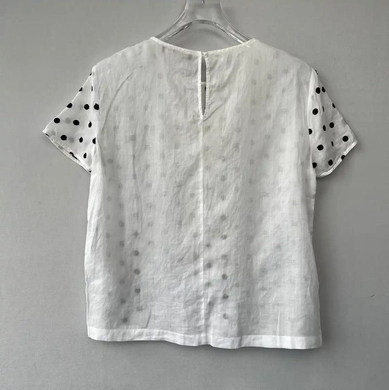 Max Mara MaxMara White Polka Dot Women's T-Shirt 0089 Size M / US 6-8 / IT 42-44 - 2 Thumbnail