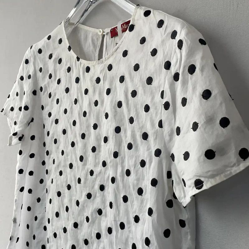 Max Mara MaxMara White Polka Dot Women's T-Shirt 0089 Size M / US 6-8 / IT 42-44 - 8 Thumbnail