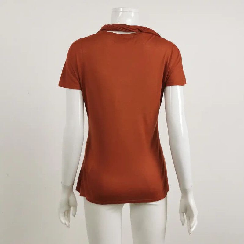 Max Mara MaxMara Summer Brown Cashmere Blend Short Sleeve Tee 0089 Size S / US 4 / IT 40 - 2 Thumbnail