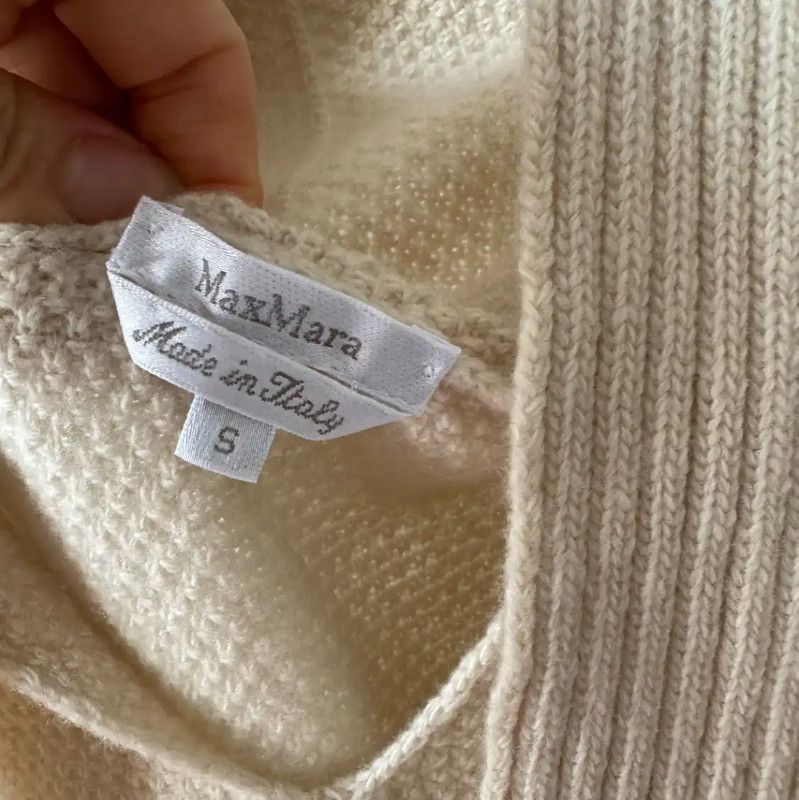 Max Mara MaxMara Beige Wool Short Sleeve Sweater 0089 Size S / US 4 / IT 40 - 4 Thumbnail