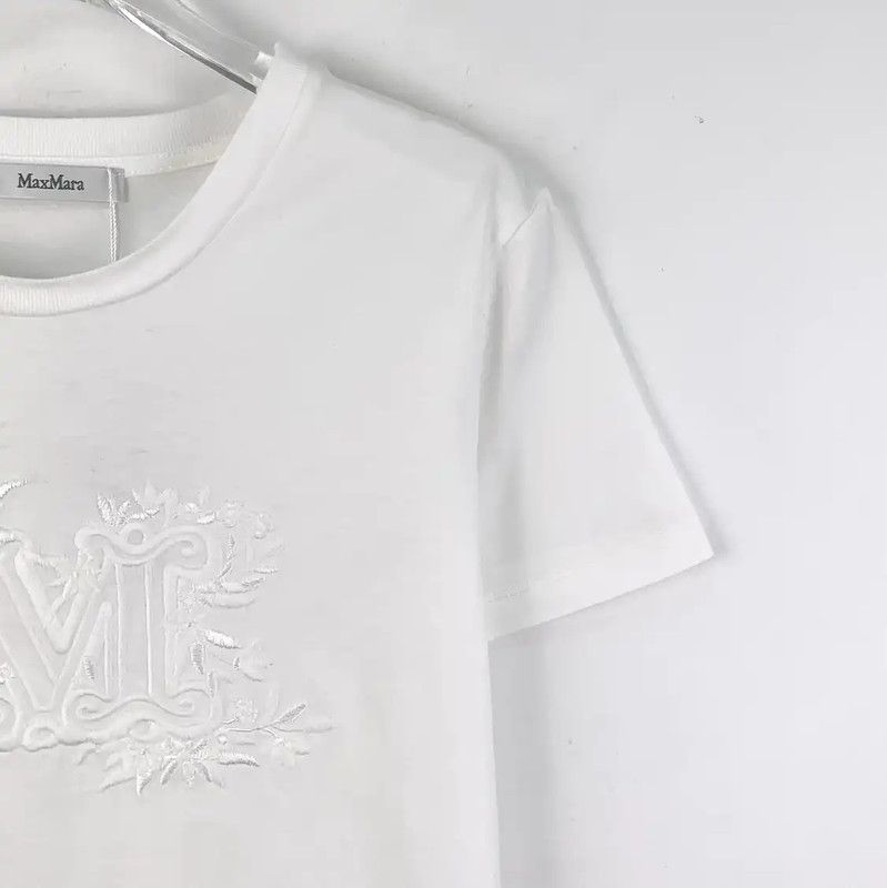 Max Mara MaxMara White Cotton Women's T-Shirt 0089 Size S / US 4 / IT 40 - 3 Thumbnail