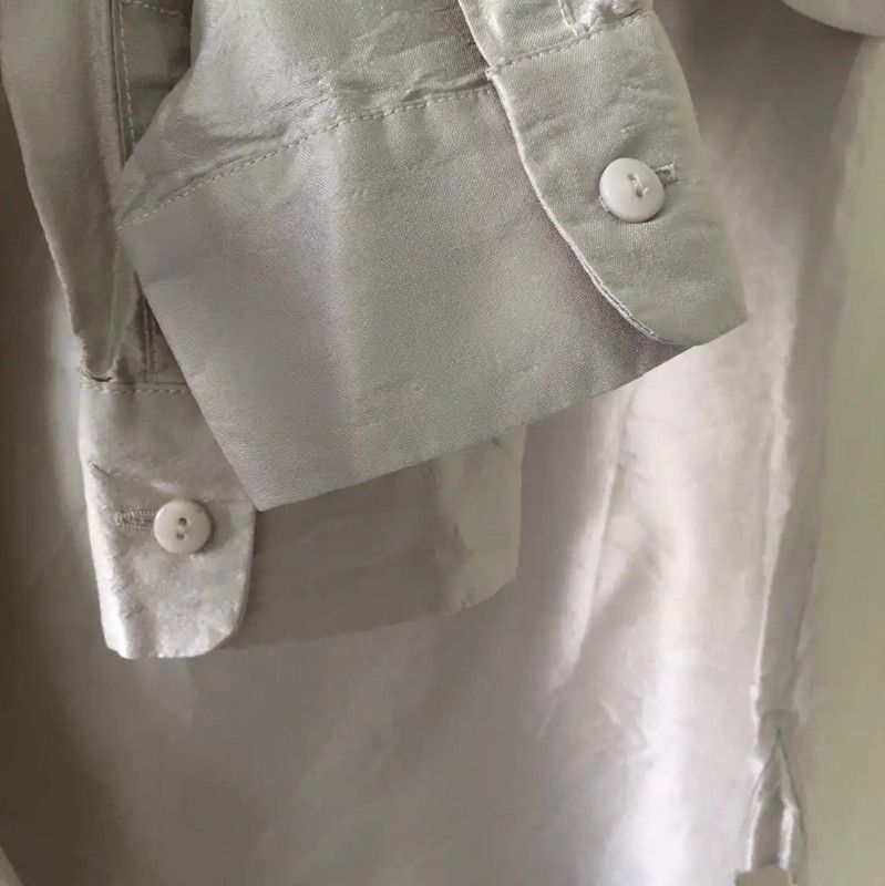 Max Mara MaxMara Silver Silk Shirt for Women 0089 Size XS / US 0-2 / IT 36-38 - 6 Thumbnail