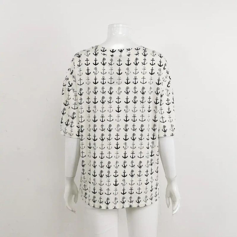Max Mara MaxMara White Silk Printed Blouse 0089 Size XS / US 0-2 / IT 36-38 - 2 Thumbnail