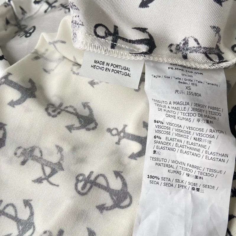 Max Mara MaxMara White Silk Printed Blouse 0089 Size XS / US 0-2 / IT 36-38 - 10 Thumbnail