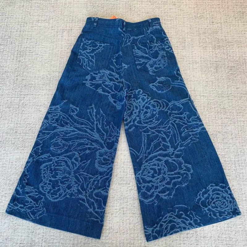 Max Mara MaxMara Blue Floral Wide-Leg Jeans 0089 Size 23" - 2 Thumbnail
