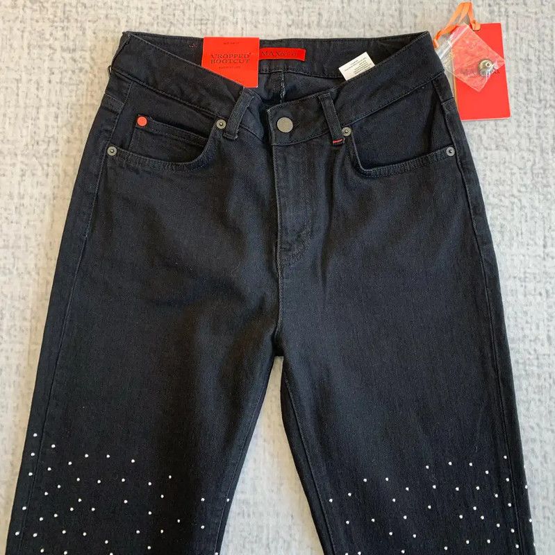 Max Mara MaxMara Black Denim Pants with Studded Detailing 0089 Size 27" / US 4 / IT 40 - 4 Thumbnail