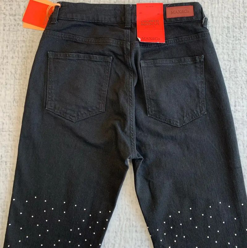 Max Mara MaxMara Black Denim Pants with Studded Detailing 0089 Size 27" / US 4 / IT 40 - 5 Thumbnail