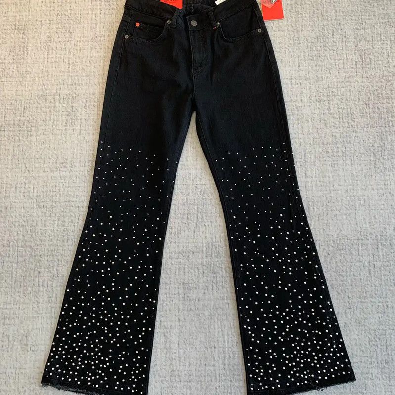 Max Mara MaxMara Black Denim Pants with Studded Detailing 0089 Size 27" / US 4 / IT 40 - 2 Thumbnail