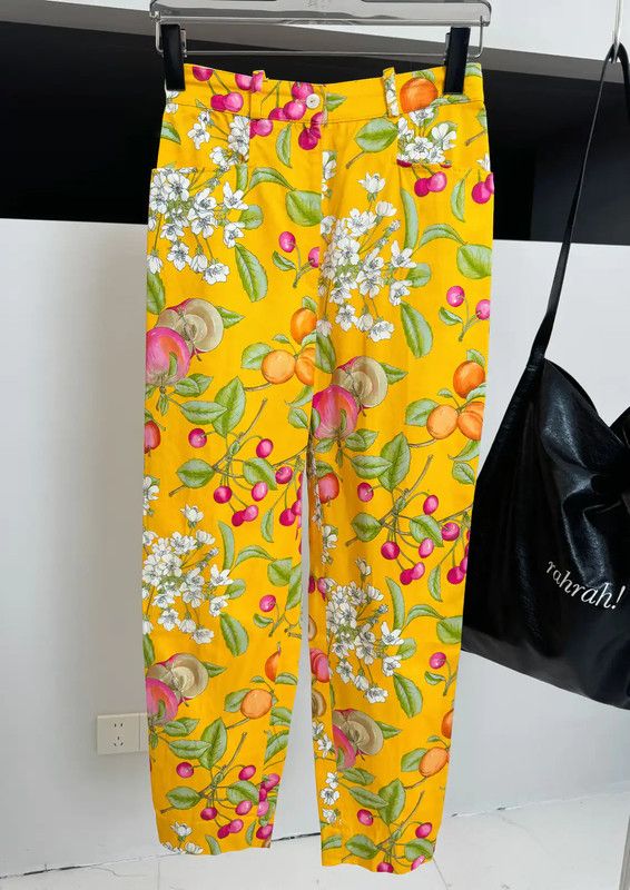 Max Mara MaxMara Yellow Cotton Casual Pants for Women 0089 Size 23" - 2 Thumbnail