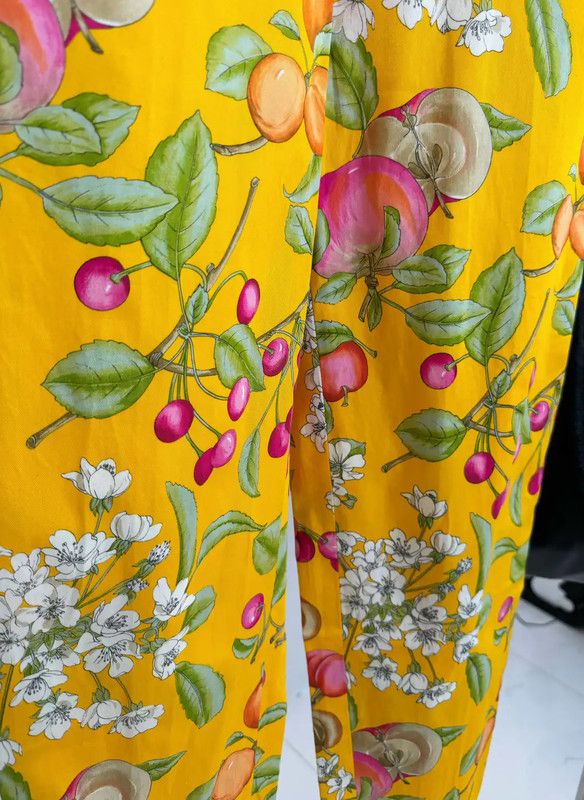 Max Mara MaxMara Yellow Cotton Casual Pants for Women 0089 Size 23" - 4 Thumbnail