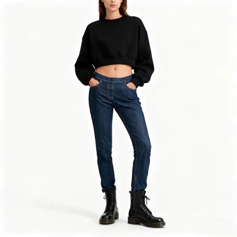 Max Mara MaxMara Dark Blue Leather Women's Jeans 0089 Size 27" / US 4 / IT 40 - 3 Thumbnail