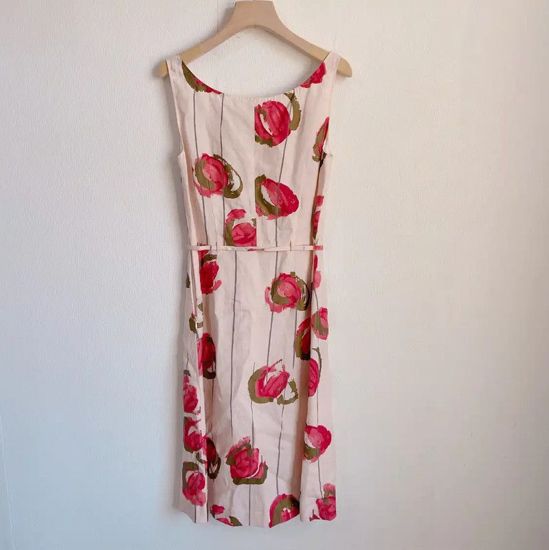 Max Mara MaxMara Sleeveless Floral Midi Dress in Pink 0089 Size S / US 4 / IT 40 - 2 Thumbnail