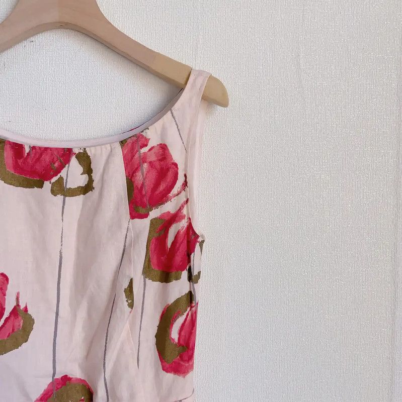 Max Mara MaxMara Sleeveless Floral Midi Dress in Pink 0089 Size S / US 4 / IT 40 - 3 Thumbnail